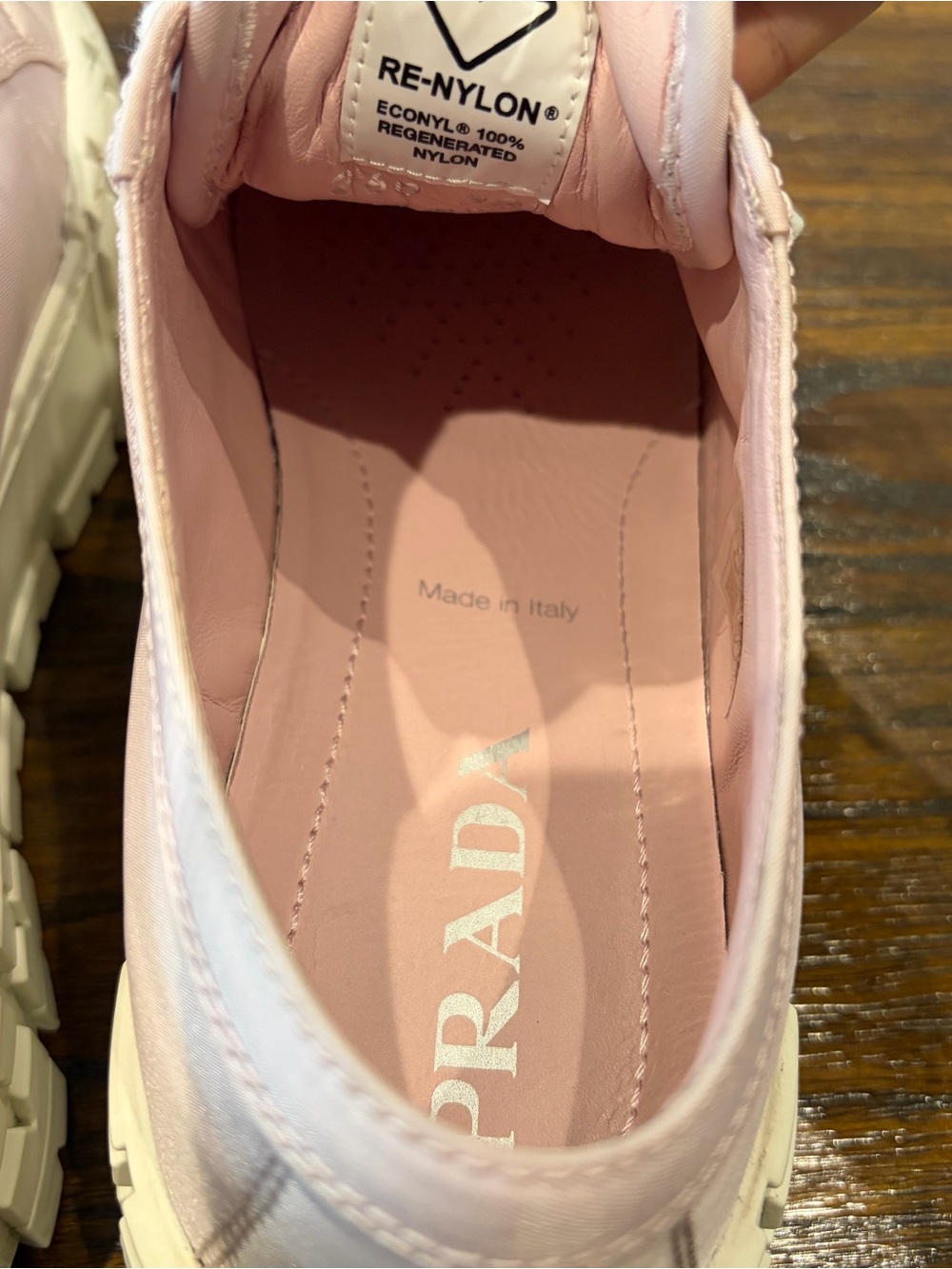 Prada Double Wheel Light Pink Nylon Chunky Platform Sneakers, Size 38.5 - Picture 6 of 10